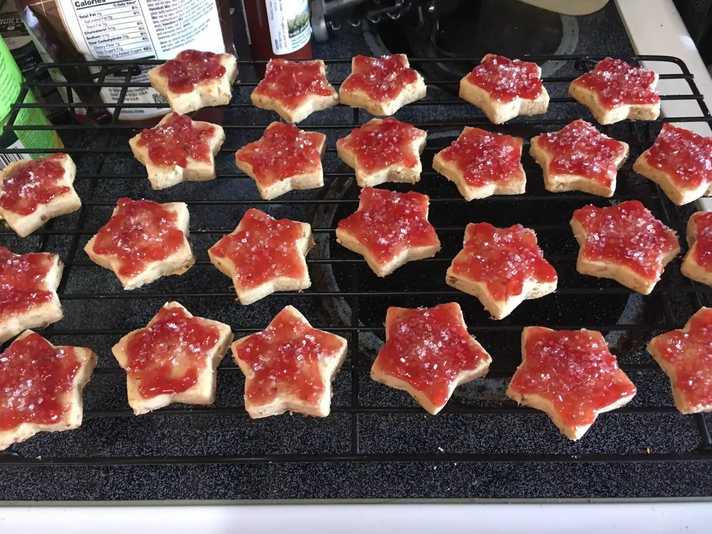 Jam star cookies with sparkle sugar